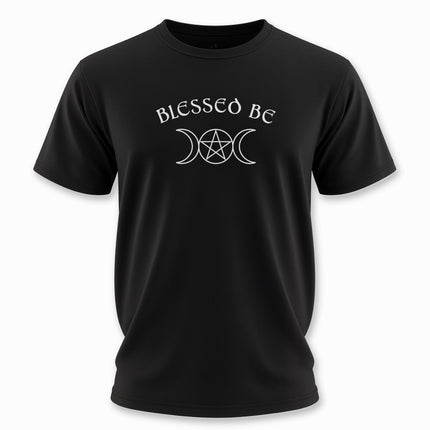 Blessed Be Text Triple Moon Pentagram Witchy T-Shirt | Unisex Tee V1