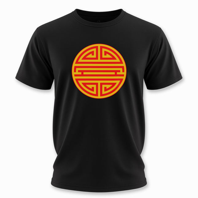 Chinese Shou Longevity Symbol Red and Gold Graphic T-Shirt | Unisex Tee V1