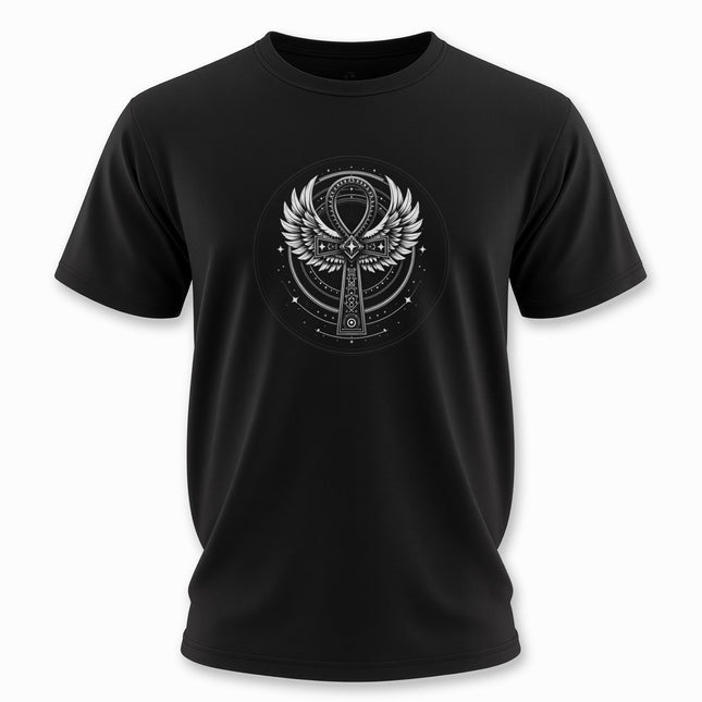 Ankh Egyptian Symbol T-Shirt | Ancient Winged Cross Symbolic Design V21