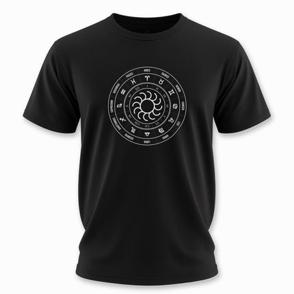 Zodiac Astrology Wheel With Sun T-Shirt | Solar Symbolic Tee | V1