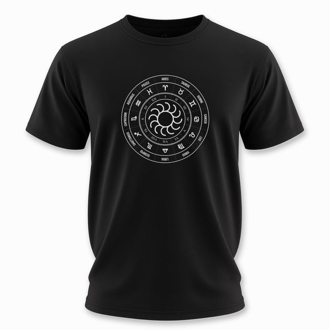 Zodiac Astrology Wheel With Sun T-Shirt | Solar Symbolic Tee | V1