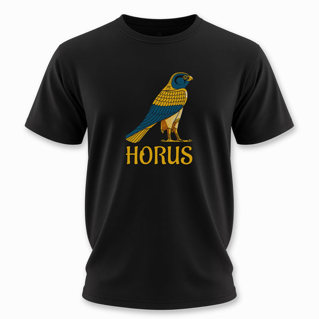 Egyptian God Horus T-Shirt | Ancient Egypt Falcon Graphic and Text Tee | V4