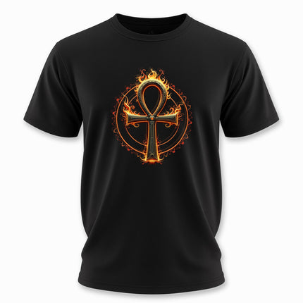 Burning Ankh T-Shirt | Egyptian Cross Tee | Symbol of Life | V5