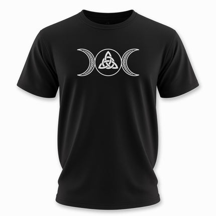 Celtic Triple Moon Goddess T-Shirt With Knotwork Triquetra | Unisex Tee V6