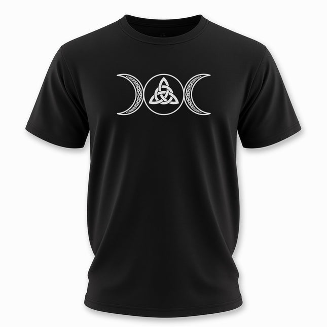 Celtic Triple Moon Goddess T-Shirt With Knotwork Triquetra | Unisex Tee V6