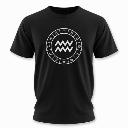 Aquarius Zodiac Wheel T-Shirt | Symbolic Design Unisex Tee | V2