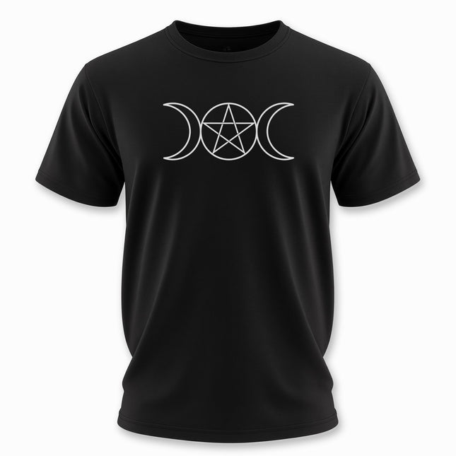 Wiccan Triple Moon with Pentagram T-Shirt | Pagan Witchcraft Unisex Tee V5