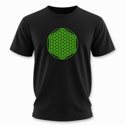 Flower of Life Sacred Geometry T-Shirt | Green Graphic Unisex Tee V2
