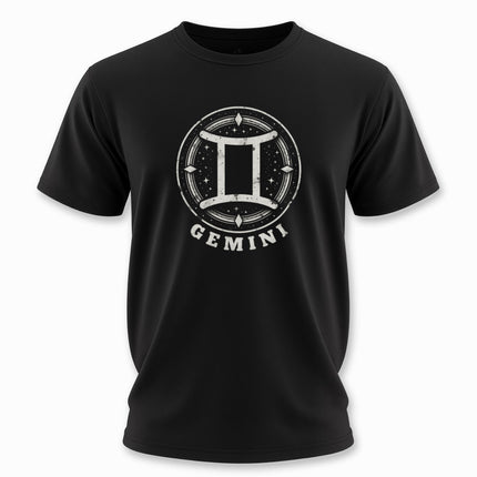 Gemini Zodiac Sign T-Shirt | Astrology Symbol Graphic and Text Tee | V4