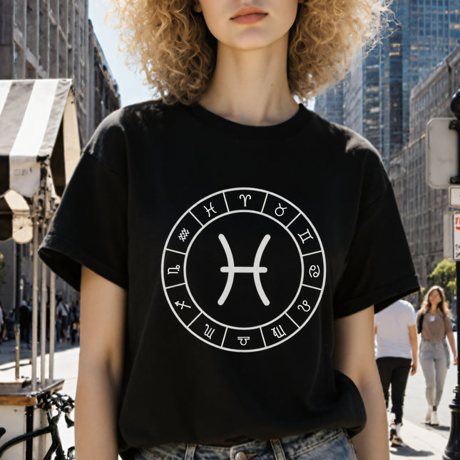 Pisces Zodiac Sign T-Shirt | Astrology Symbol Unisex Tee | V2