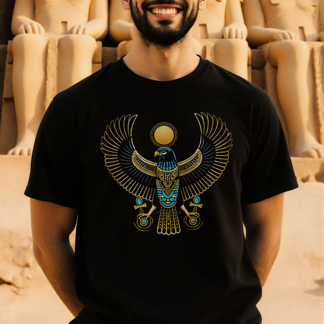 Ra Falcon Egyptian God T-Shirt | Ancient Egypt Graphic Tee | V4