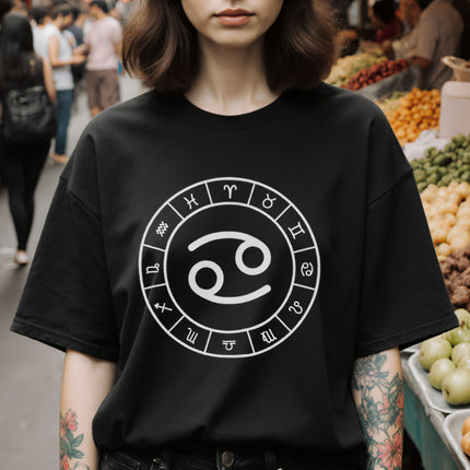 Cancer Sign Zodiac Wheel Astrology Symbol T-Shirt | V2