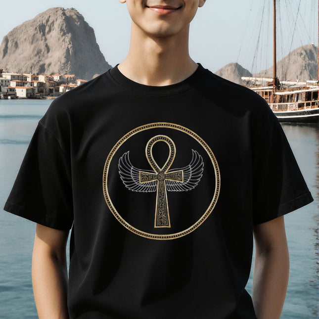 Ankh Wings Egyptian T-Shirt Ancient Egypt Cross Tee | V4