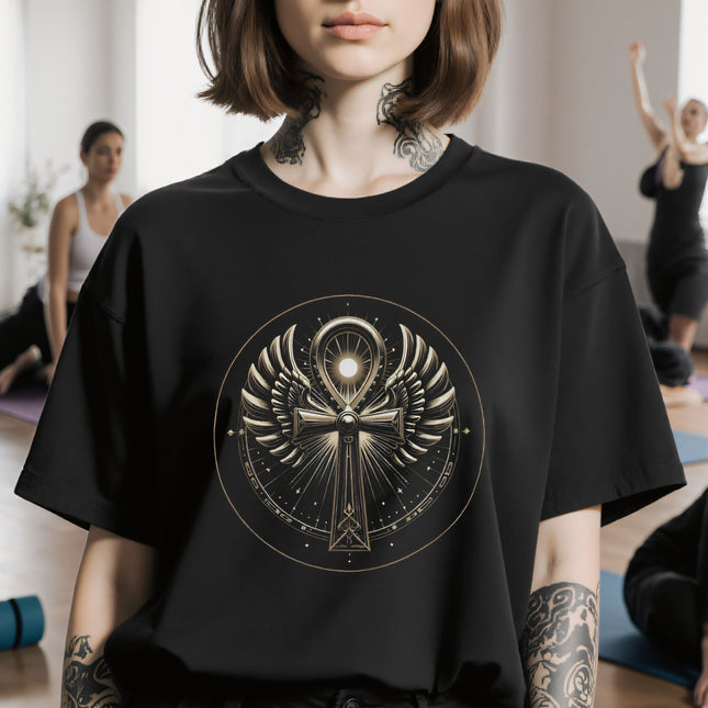 Ankh Wings T-Shirt | Ancient Egyptian Symbol Tee | V3