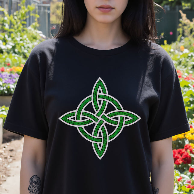 Celtic Witch's Knot Green T-Shirt | Pagan Witchcraft Knotwork Tee | V1