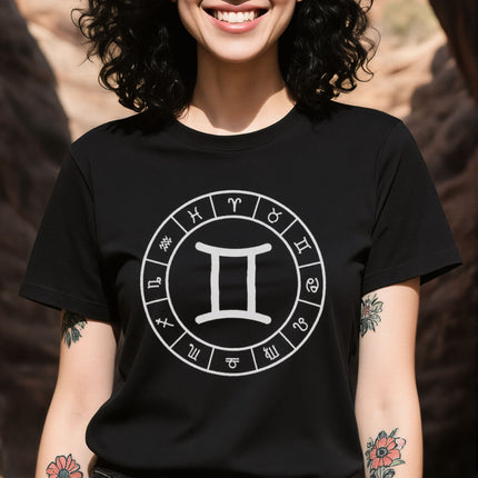 Gemini Sign Symbol T-Shirt | All 12 Zodiac Signs Astrology Unisex Tee | V12
