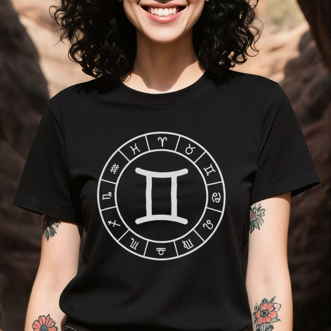 Gemini Sign Symbol T-Shirt | All 12 Zodiac Signs Astrology Unisex Tee | V12