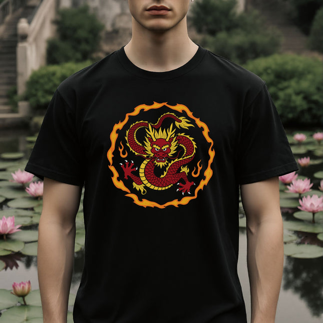 Chinese Red Dragon Fire T-Shirt | Everyday Streetwear Unisex Graphic Tee | V1
