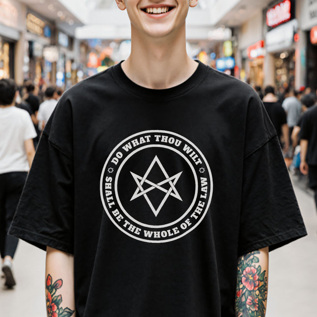 Do What Thou Wilt Text Unicursal Hexagram T-Shirt | Crowley Unisex Tee V3