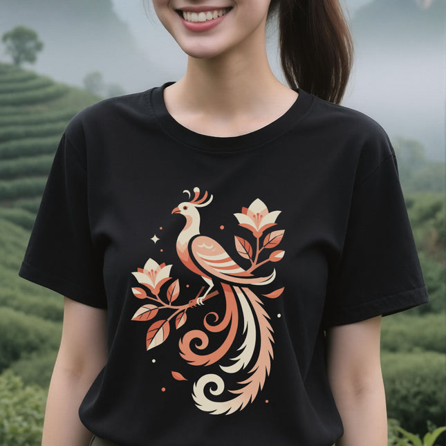 Chinese Phoenix Floral T-Shirt | Everyday Streetwear Unisex Tee | V1