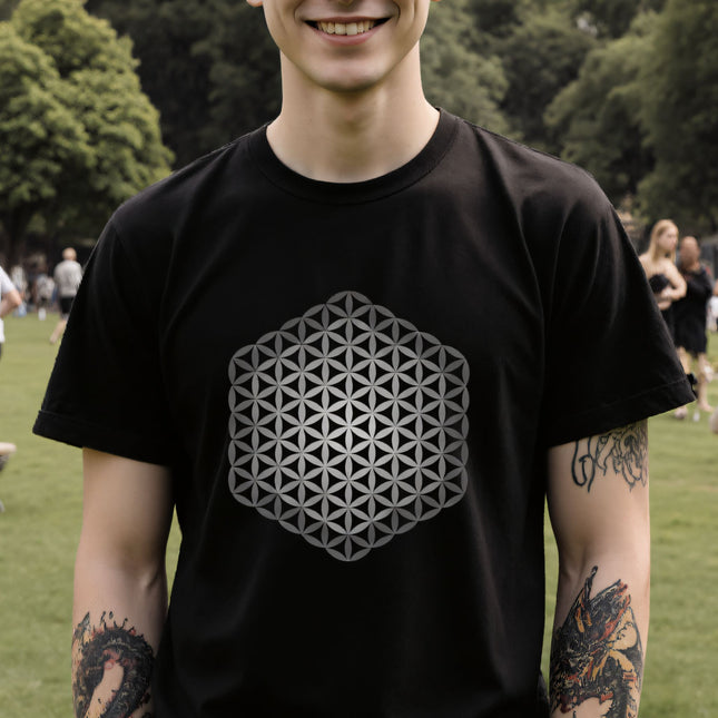 Flower of Life Sacred Geometry Spiritual T-Shirt | Unisex Graphic Pattern Tee V1