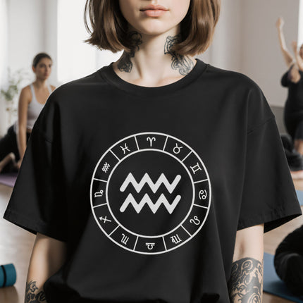 Aquarius Zodiac Wheel T-Shirt | Symbolic Design Unisex Tee | V2