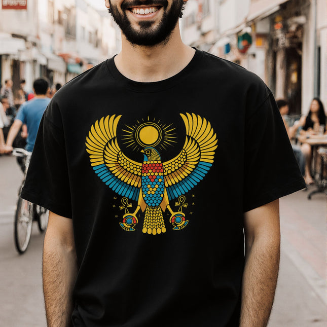 Ra Falcon T-Shirt | Ancient Egyptian Sun God Graphic Tee | V2