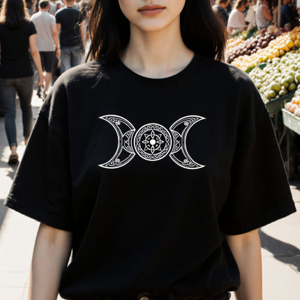 Celtic Triple Moon Goddess T-Shirt | Pagan Witchcraft Tee | V2