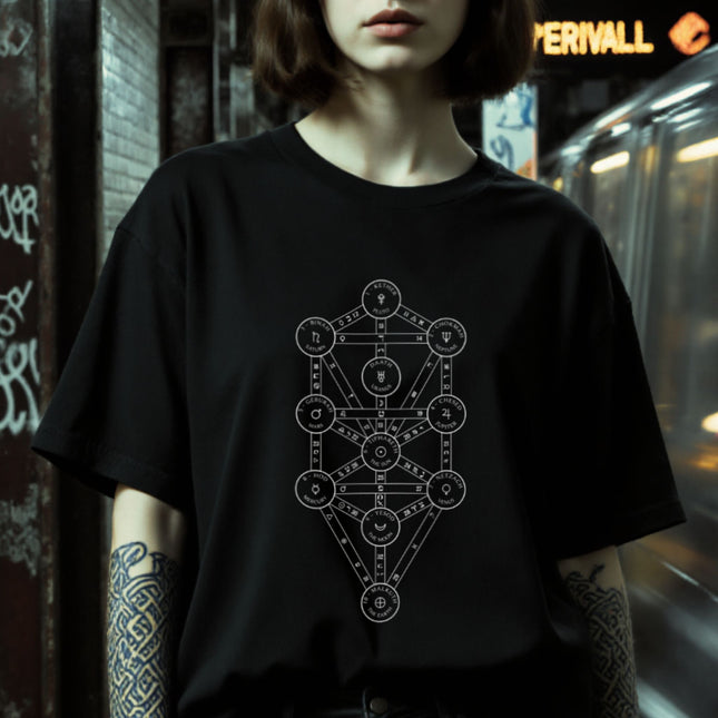Kabbalah Tree of Life Full Diagram T-Shirt | Sacred Geometry Tee V1