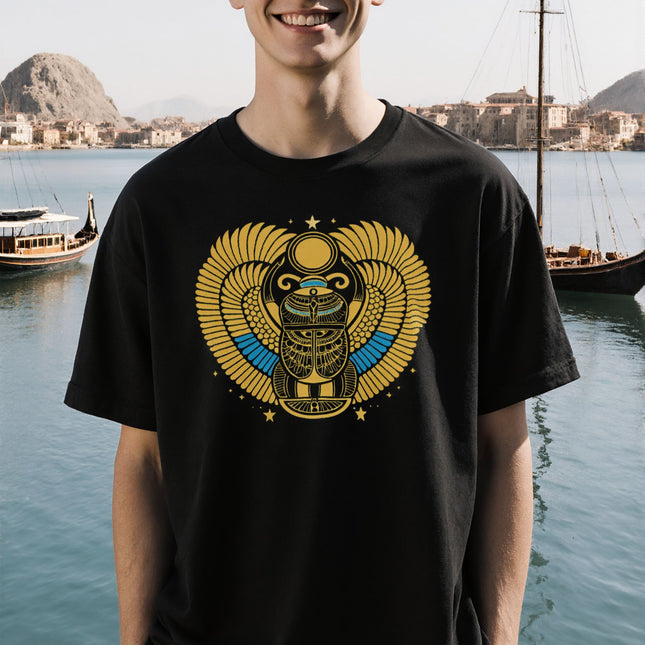 Egyptian Scarab Beetle with Wings T-Shirt | Khepri Mythology Tee | V10