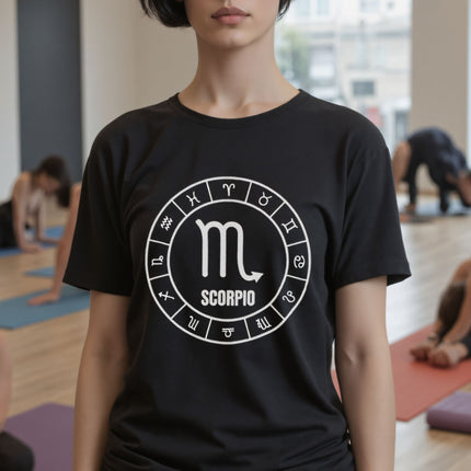 Scorpio Astrology Sign T-Shirt | Zodiac Symbol Text and Graphic Tee | V1