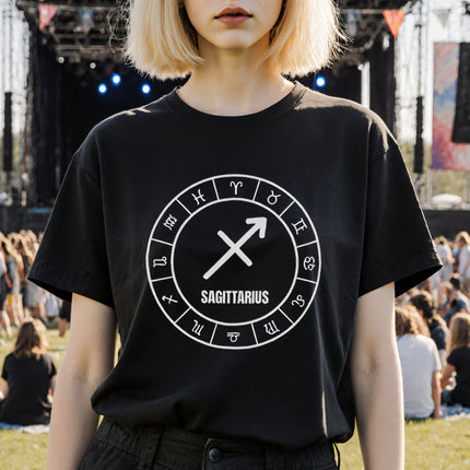 Sagittarius Zodiac Sign T-Shirt | Astrology Text and Graphic Tee | V1