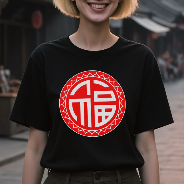 Chinese Fu Symbol T-Shirt | Fortune Luck Unisex Graphic Tee | V4