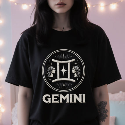 Gemini Zodiac Sign T-Shirt | Astrology Graphic and Text Unisex Tee | V10