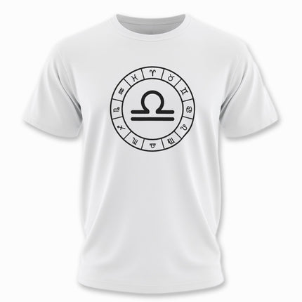Libra Astrology Wheel and Sign T-Shirt | Zodiac Symbol Unisex Tee | V8