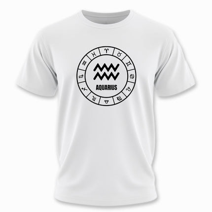 Aquarius Zodiac Sign T-Shirt | Astrology Symbol Text and Graphic Tee | V1