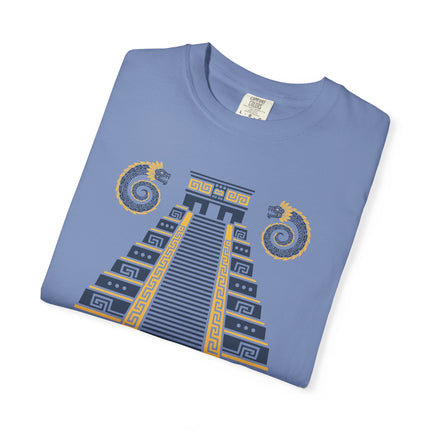 Stepped Pyramid T-Shirt | Red and Gold Mesoamerican Graphic Tee