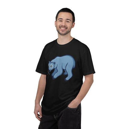 Goofy Blue Polar Bear Spitting Snow T-Shirt | Arctic Animal Tee