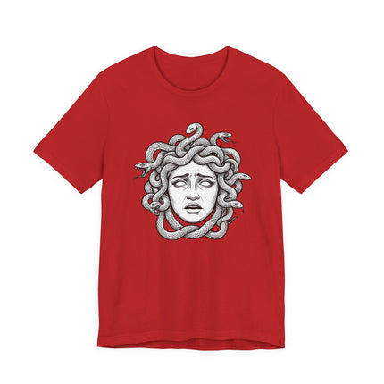 Distressed Medusa T-Shirt | Greek Mythology Gorgon Snake Hair Tee | Head