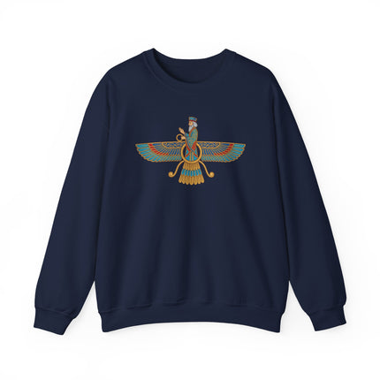 Faravahar Winged Symbol Sweatshirt | Zoroastrian Persian Graphic Pullover Sweatshirt