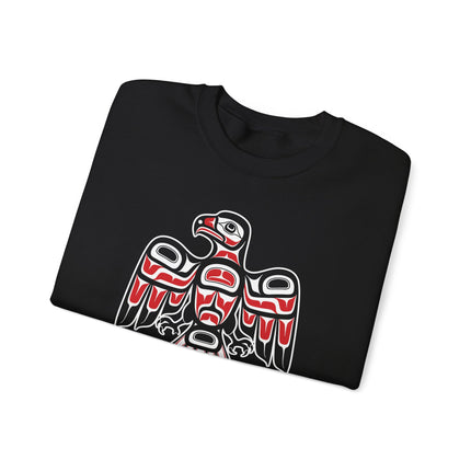 Hawk formline art sweatshirt featuring a Pacific Northwest Indigenous hawk design print.