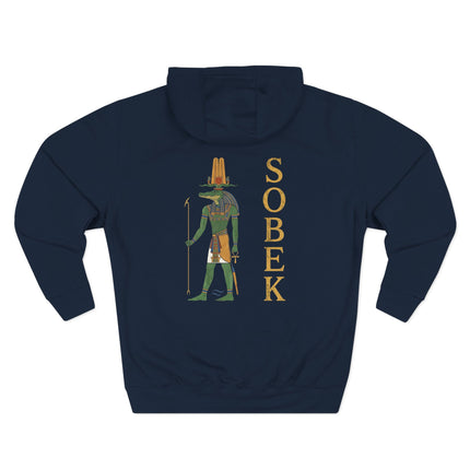 Sobek, the Egyptian crocodile god, graphic print featuring ancient mythology and the name SOBEK.