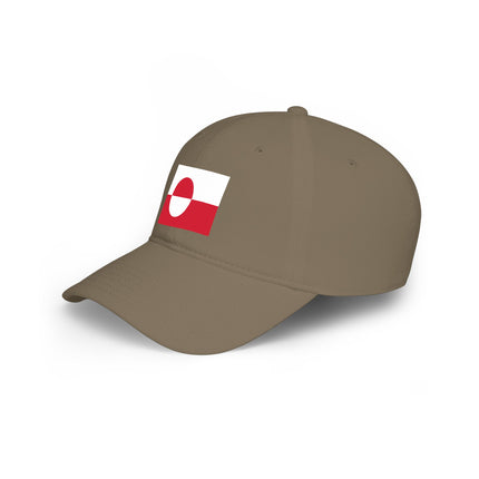 Greenland flag baseball cap in khaki. Features the national symbol on a casual, unisex hat.