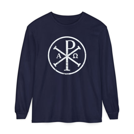 Chi Rho Christian Symbol Long Sleeve T-Shirt | Alpha Omega Art Tee