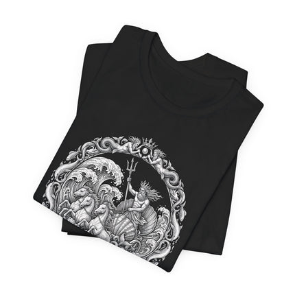 Poseidon Riding in His Sea Chariot Tee | Greek Mythology Art