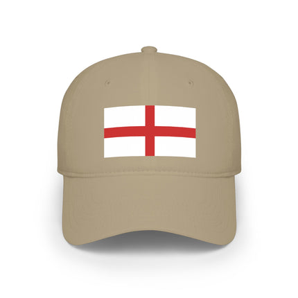 St. George's Cross flag baseball cap in tan. English heritage streetwear accessory.