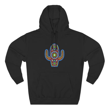 Huichol Cactus Hoodie | Vibrant Mexican Indigenous Art Pullover Hoodie