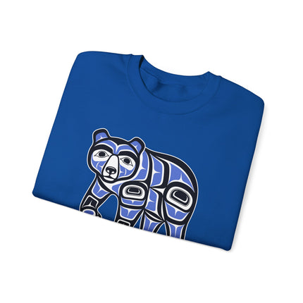 Haida Bear formline art pullover sweatshirt featuring traditional indigenous native design.
