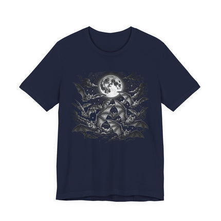 Flying Bats & Full Moon T-Shirt | Gothic Night Sky Graphic Tee