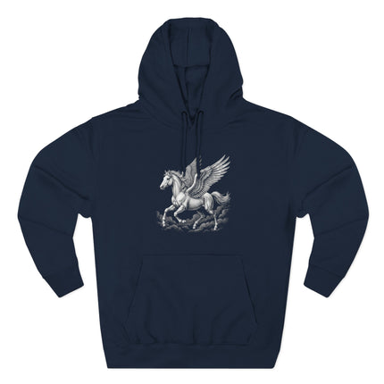 Mythological Pegasus, a powerful winged horse illustration, running dynamically.